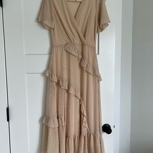 Lulus Elegant Cream Ruffle Dress